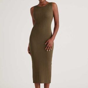 Quince Olive Ribbed Midi Dress